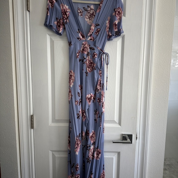 Astr Selma Periwinkle Floral Wrap Dress - Picture 2 of 2